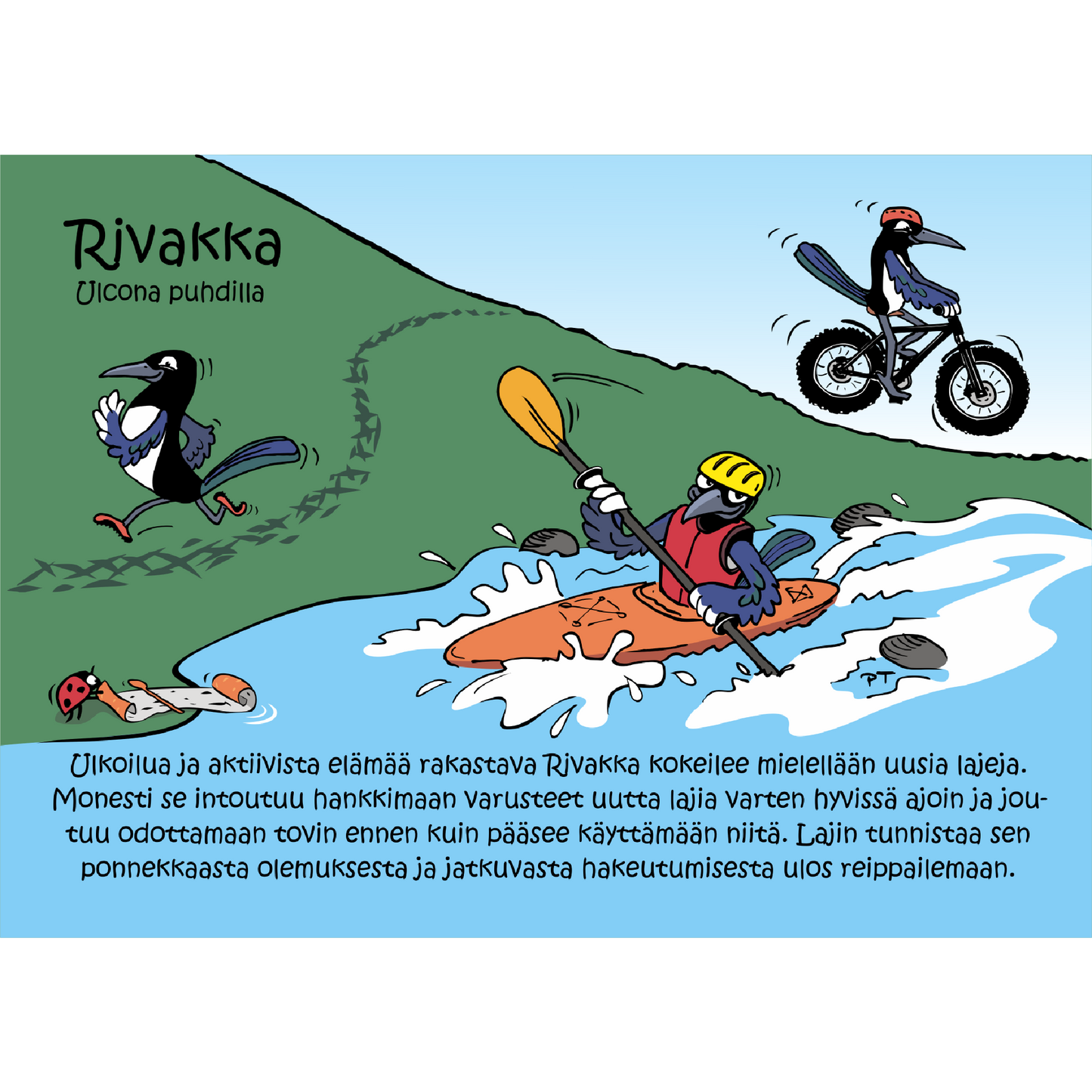 Rivakka (Ulcona puhdilla) -postikortti