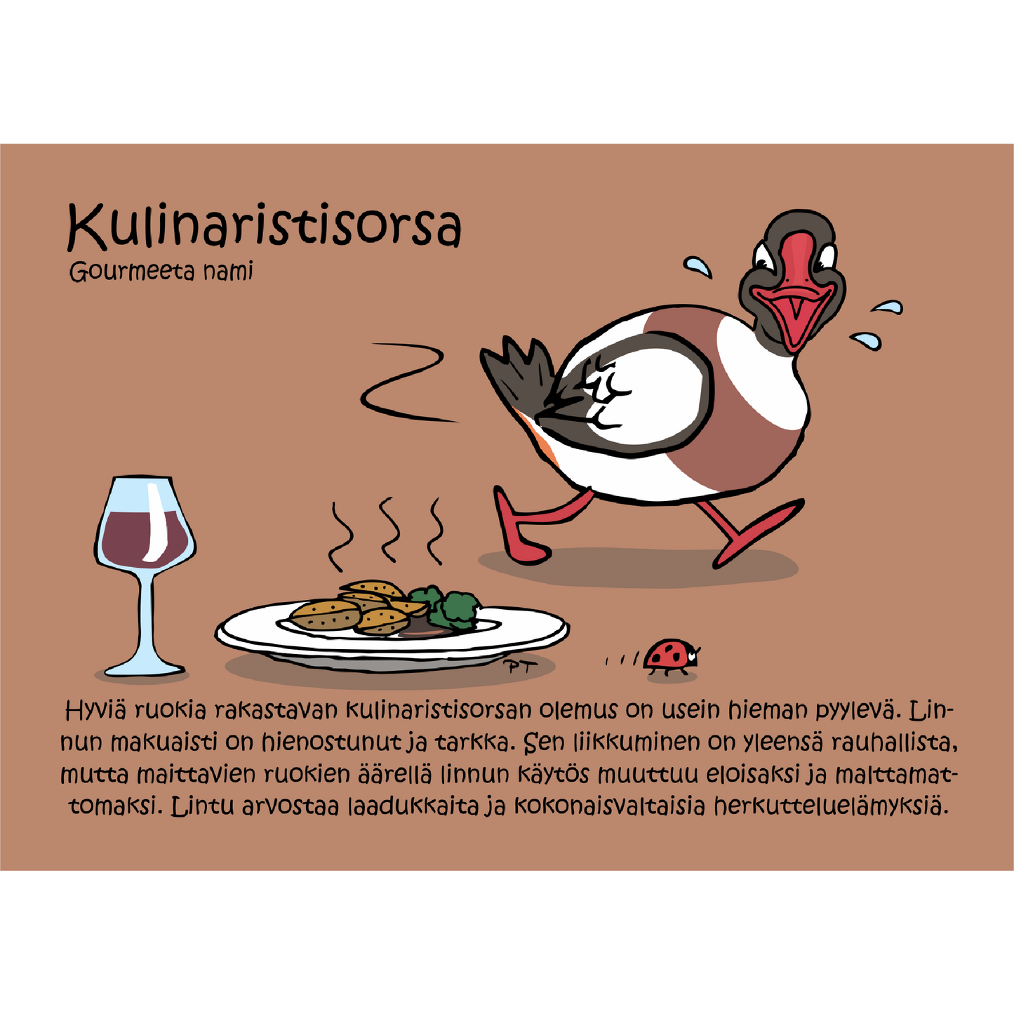 Kulinaristisorsa (Gourmeeta nami) -postikortti