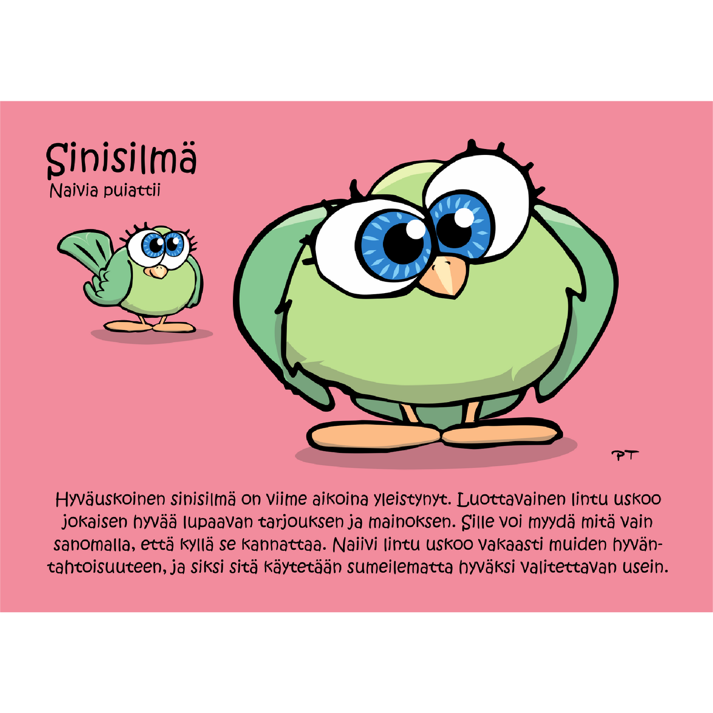 Sinisilmä (Naivia puiattii) -postikortti