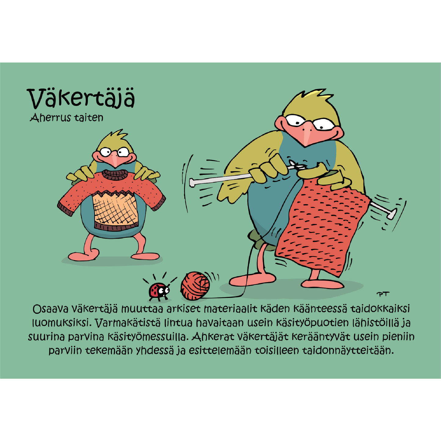 Väkertäjä (Aherrus taiten) -postikortti