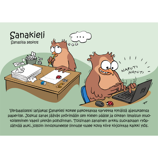 Sanakieli (Sanasilla sepitys) -postikortti