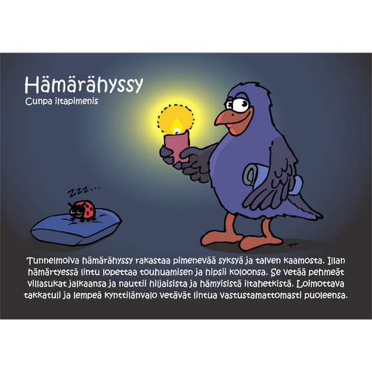 Hämärähyssy (Cunpa Iltapimenis) -postikortti