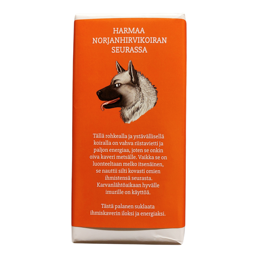 Harmaa norjanhirvikoiran seurassa -suklaa 100g