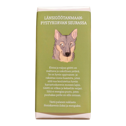 Länsigöötanmaanpystykorvan seurassa -suklaa 100g