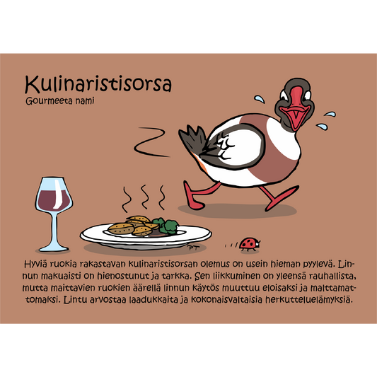 Kulinaristisorsa (Gourmeeta nami) -postikortti