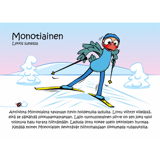Monotiainen (Lykkis lumessa) -postikortti