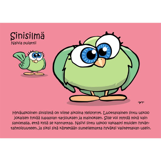 Sinisilmä (Naivia puiattii) -postikortti